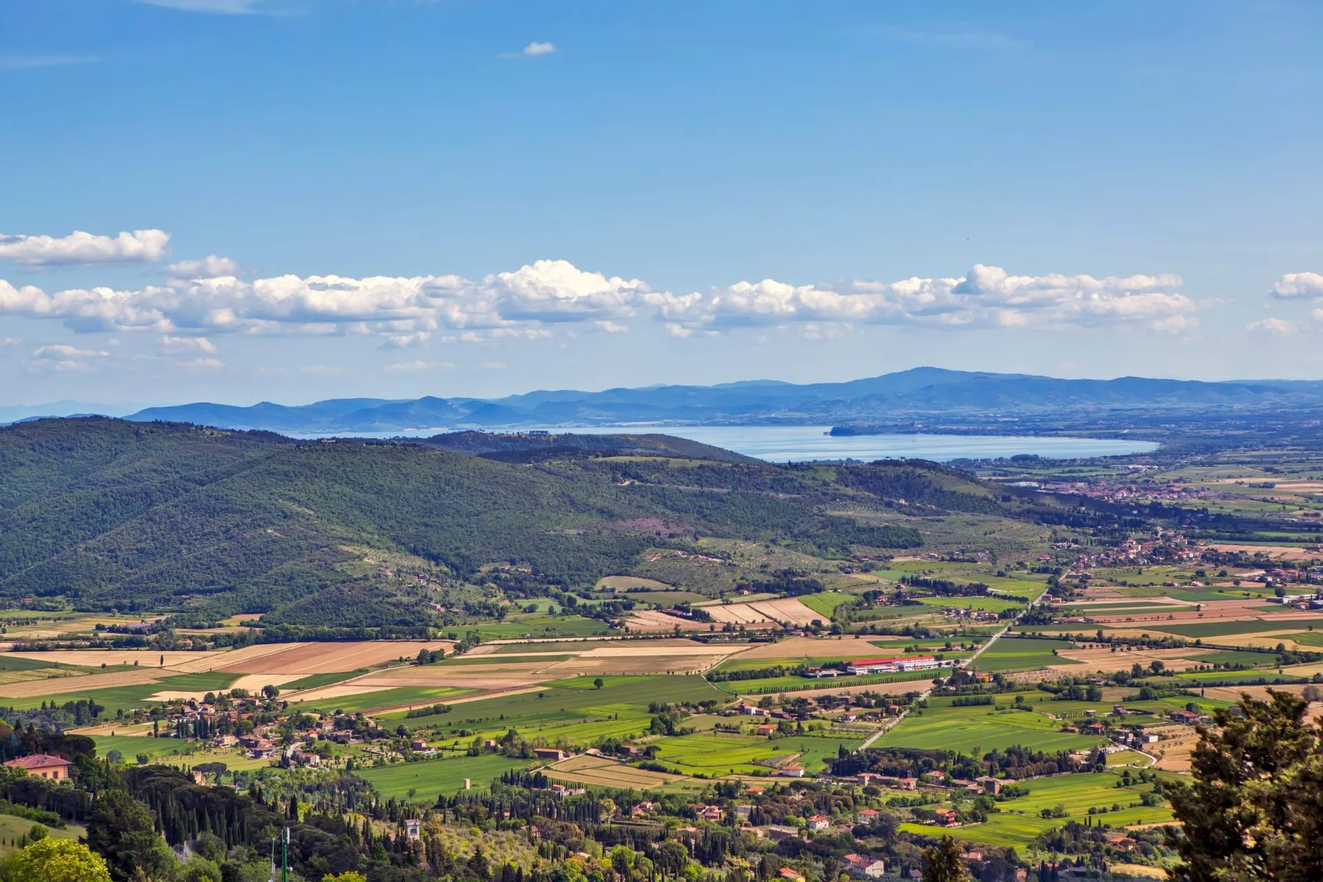 Lake Trasimeno is surrounded on three sides by hills. Umbria. Italy