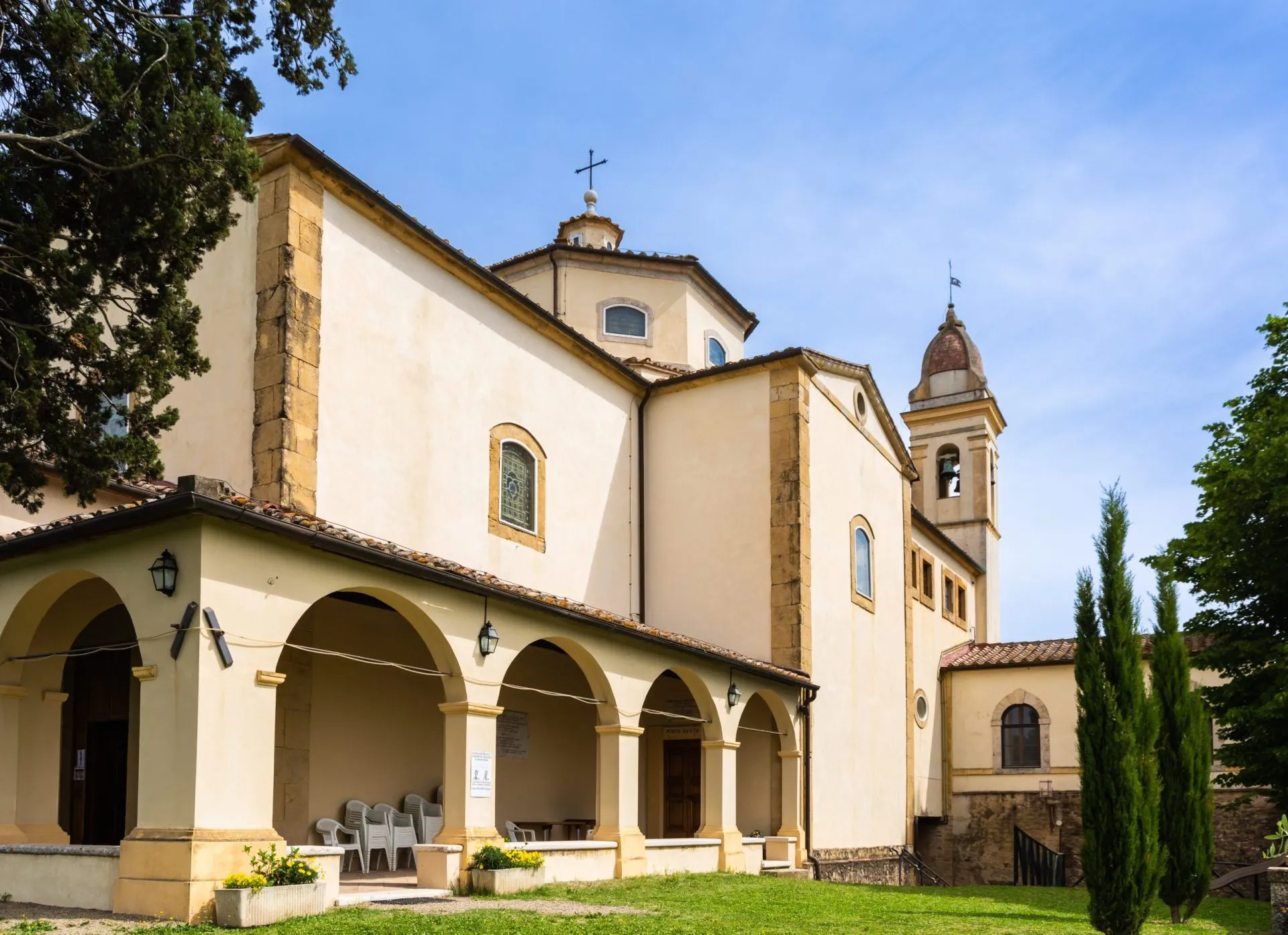 The Sanctuary of Maria Santissima Madre della Divina Provvidenza. The church is located in Pancole, San Gimignano, Pisa  - June 2, 2021
