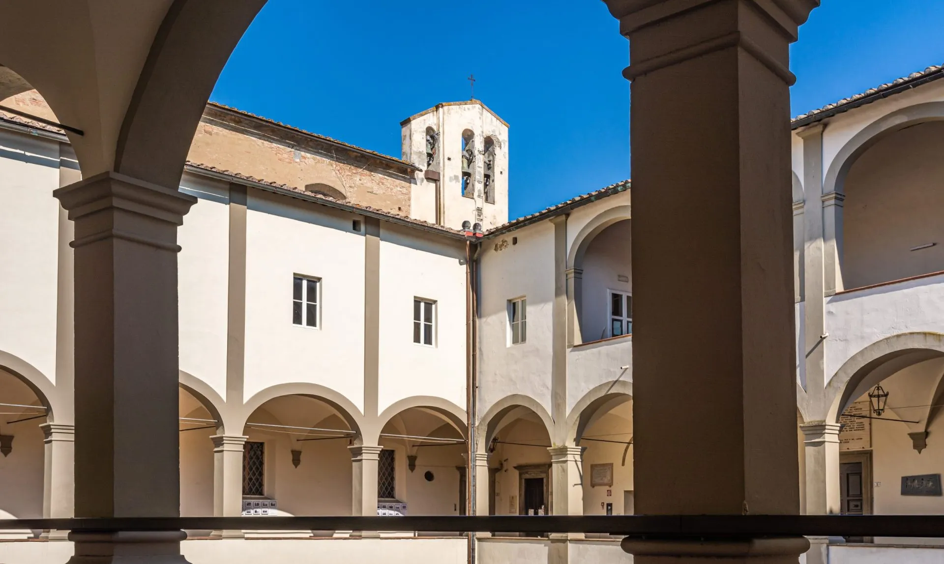 cloister of the historic San Domenico church - San Miniato, Pisa province, Tuscany region in central Italy - May 31, 2021